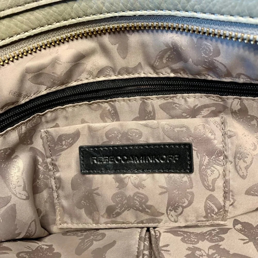 REBECCA MINKOFF Colorblock Chevron Satchel Big Regan Handbag Leather Purse Bag - Picture 12 of 14